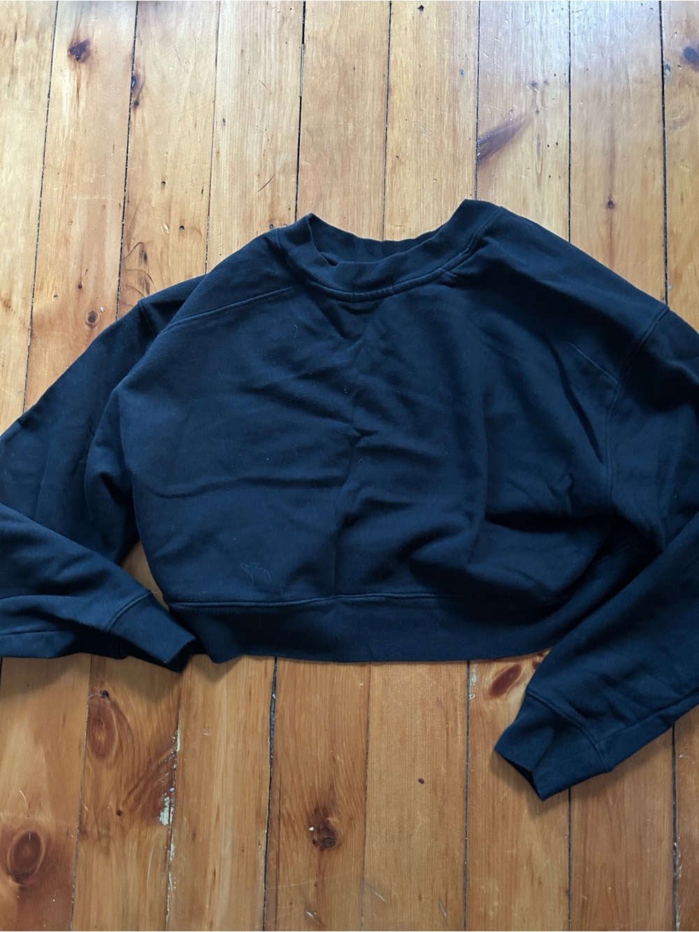 Nuuds Cropped Crewneck Sweatshirt cotton xs black